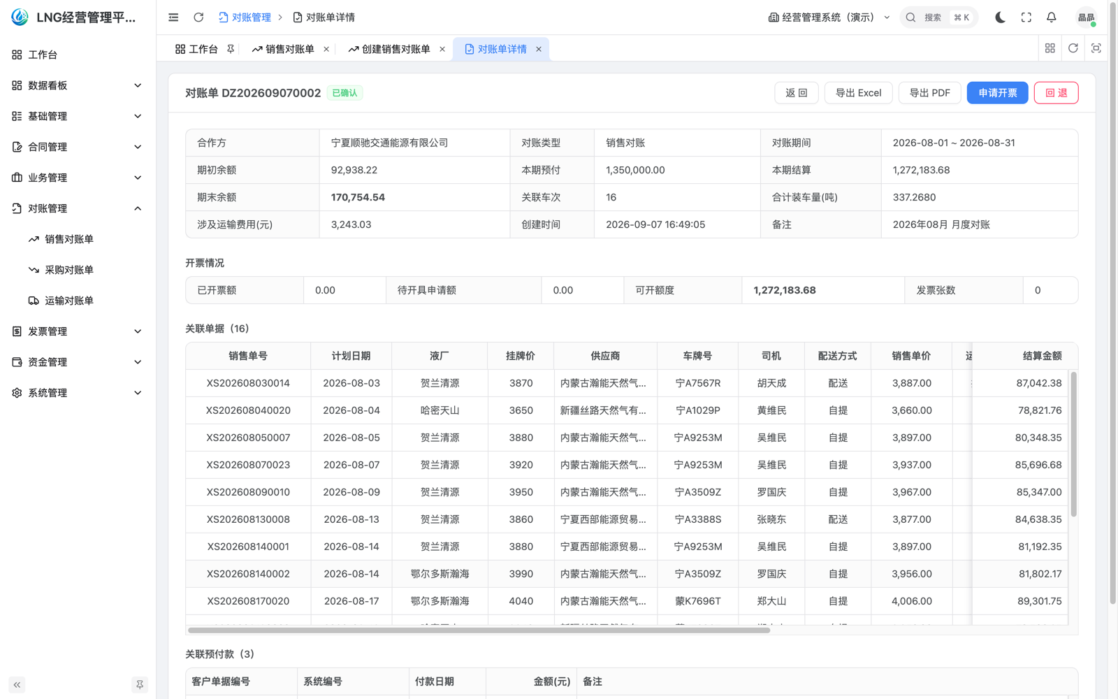对账单:期初、预付、明细、期末与签章区